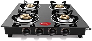 Pigeon by Stovekraft Aster 4 High Powered Brass Burner Gas Stove, Cooktop with Glass Top and Stainless Steel body, Manual ...