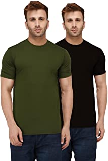 London Hills Solid Men 100% Pure Cotton Half Sleeve Round Neck T-Shirt (Pack of 2)