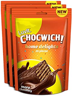 LuvIt Chocwich Home Delights Wafer Chocolates | Crunchy & Delicious | Homepack | Gift Combo | Pack of 3 - 187g Each