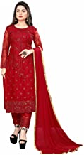 Fancy Lifestyle Girl's Net and Santoon Semi-stitched Salwar Suit (mohini 63001, Red, Free Size)
