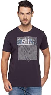 Spykar Printed Blended Slim Fit Mens T-Shirt (A21MKT02BA003GR-P)