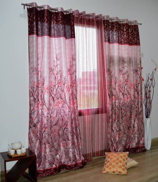 Home Sizzler 213 cm (7 ft) Polyester Semi Transparent Door Curtain (Pack Of 3)